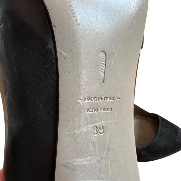 Maiyet Livia platform pumps black leather suede toe semi pointed gold toe 39 9 - Picture 15 of 15